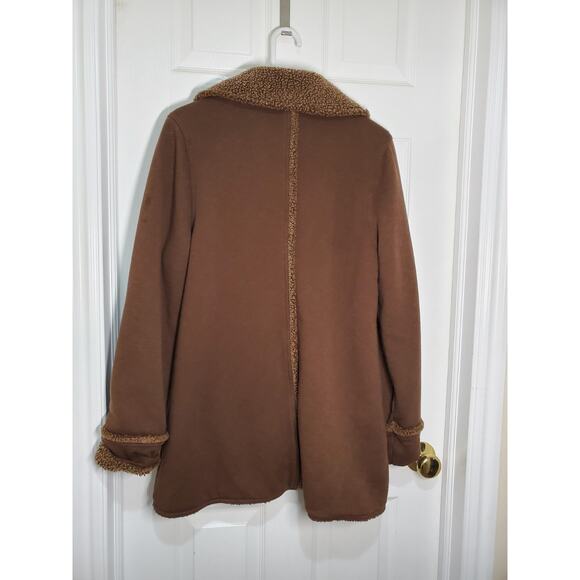 EDDIE BAUER SHERPA FAUX SHEARLING REVERSIBLE COAT SOFT BROWN TRENCH SOFT XL - Picture 3 of 16
